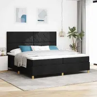 Prolenta Maison Exclusive - LED boxspringbed met hoofdeinde, zwart, 200 x 200 cm, gestoffeerd
