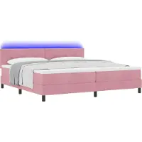 Syfax LED Box Spring Bed met hoofdeinde Roze 200 x 200 cm Fluweel
