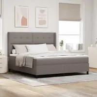Prolenta Maison Exclusive - LED boxspringbed met hoofdeinde, taupe kleur, 180 x 200 cm, gestoffeerd