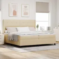 Prolenta Maison Exclusive - LED boxspringbed met hoofdeinde, crème kleur, 200 x 200 cm, gestoffeerd