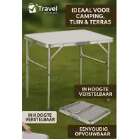 Travel Opvouwbare Campingtafel Aluminium – Lichtgewicht & Verstelbaar – Inklapbare Tafel voor Camping, Balkon & Tuin – 60x45 cm