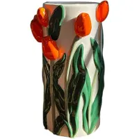 DK Design Daan Kromhout - Vaas - Bloemenvaas - Tulpen - Oranje - 14x23 - Cilinder - Keramiek
