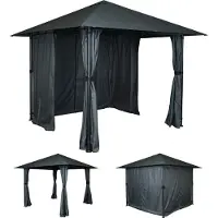 Mendler Famanu pergola, terrasoverkapping, 3x3 meter - antracietkleurig, met zijwanden