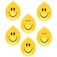 Haza Ballonnen Smile - 24x stuks - Emoticon - verjaardag - geel - 29 cm