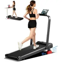 Robore U18F Loopband met 15% Hellingshoek, 10,5 km/u Maximale Snelheid, 2,5 pk Motor, 3 Hellingniveaus, 136 kg Draagvermogen, LED-scherm, Stil, voor Thuis & Kantoor
