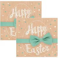 Ambiente Paas thema servetten - 40x - Happy Easter print - 33 x 33 cm - Pasen - feestservetten - Paasontbijt tafeldecoratie