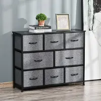 OKWISH Ladekast Met 8 Stoffen Lades - Opbergen Voor Slaapkamer En Woonkamer - Polyester Donkergrijs - 100 X 30 X 78,5 Cm