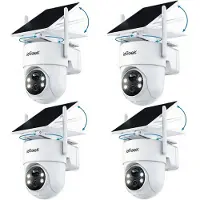 IeGeek Security Solo Camera S5 - Draadloze Beveiligingscamera voor Buiten - 2K HD-resolutie - 360° Pan & 90° Tilt - AI Auto Lock en Tracking - Zonne-energie - Geen Abonnementskosten - 4 Stuks