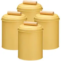 Excellent houseware Voorraadpot / koekjes bewaarblik Bart - 4x - 14 x 20 cm - metaal - geel - keuken voorraadpotten