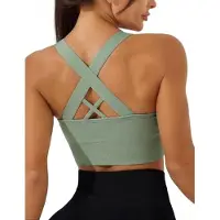 Karma Dames sportbeha met medium ondersteuning - Draadloos crossback design - Groen - XL