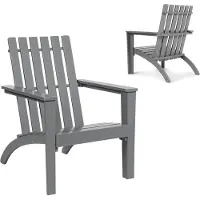 KOMFOTTEU Adirondack Stoel van acaciahout, tuinstoel met rugleuning en armleuningen, ergonomische houten stoel, tuinstoel tot 160 kg, relaxstoel voor balkon, tuin, strand