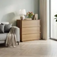 OKWISH Ladekast - Modern Minimalistisch - Voor Slaapkamer Woonkamer Hal - Eikenkleur - MDF Spaanplaat - 80x48x78 Cm