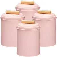 Excellent houseware Voorraadpot / koekjes bewaarblik Bart - 4x - 14 x 20 cm - metaal - roze - keuken voorraadpotten