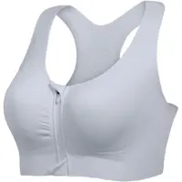 Karma Sportbeha met ritsvoorkant - Medium ondersteuning - Racerback ontwerp - Grijs - Maat L