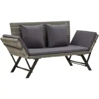 The Living Store Living Store tuinstoel met kussens, 176 cm, grijs, polyrotan