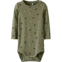 Name it Body l/ä - Rib - NbmNivan - Dusty Olive m. Print - - 50 - Body L/Ä