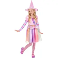Smiffys Kostüm - Pastel Rainbow Hexe - Mehrfarbig - - 7-9 Jahre (122-134) - Kostüme