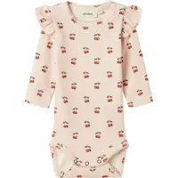 Lil´ Atelier Rompertje/body 'NBFLAVO EVE' olijfgroen / rosa / kersrood