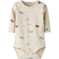 Name it Romper l/s - NbmFlap - Peyote Melange - - 68 - Rompers Lange Mouw