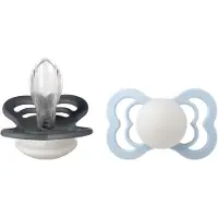 BIBS - Pacifier Supreme - Iron Glow/Baby Blue Glow - Size 2