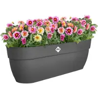 Elho Vibia Campana Easy Hanger XL 58 - Plantenbak voor Balkon - Balkonbak - 100% Gerecycled Plastic - L56 x B26.8 x H23.7 cm - Antraciet