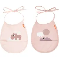 Done by Deer Slabbetjes - PU - 2-pack - Happy Clouds Powder - - OneSize - Slabbetjes