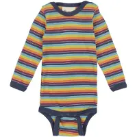 Engel - Baby Body L/S mit Druckknöpfen geringelt 50/56, meerkleurig