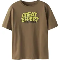 Name it KIDS T-shirt bruin Jongens Katoen Ronde hals Printopdruk - maat 122/128