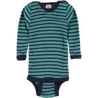 Engel - Baby Body L/S mit Druckknöpfen geringelt 98/104, blauw/turkoois