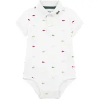 Lacoste Kids Body k/ä - Weiß m. Logos - - 9 mt - Body K/Ä