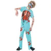Smiffys Kostüm - Zombie Surgeon - Blau - - 7-9 Jahre (122-134) - Kostüme