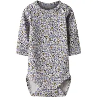 Name it BABY gebloemde romper lila gebreid Paars Meisjes Stretchkatoen Ronde hals - maat 80