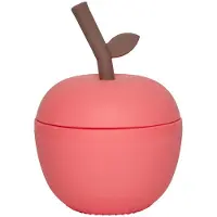 OYOY Beker m. Rietje - Appel - Silicone - Cherry Red - - OneSize - Bekers