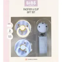 BIBS - Pacifier & Clip Gift Set Pin & Block - Dusty Blue - Size 2