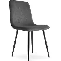 Leobert RIFT Eetkamerstoel – Zwart Stof – Zwarte Metalen Poten – Comfortabele Gestoffeerde Zitting – Modern Design – Voor Woonkamer, Keuken en Eetkamer – Max. 110 kg