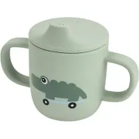 Done by Deer - Silicone Spout Cup with 2 Handles - Playground Green - Ø6,5 x H 9 cm