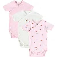 Petit Bateau Set van katoenen babyrompertjes met print en korte mouwen Meisjes Rompertje - Roze + Roze + Wit/Roze