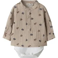 Name it Rompertje/body bruin / taupe / zwart