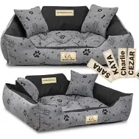 AIO Factory Hondenmand KINGDOG 115x95 cm gepersonaliseerd waterdicht met bottenmotief zwart