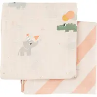 Done by Deer - Burp cloth 2-pack Celebration - Powder - 65 x 65 cm