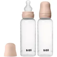 BIBS - Baby Bottle Round Silicone 2 Pack Medium Flow - Blush - 270 ml