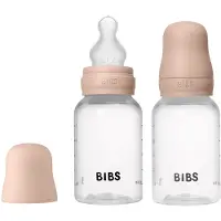 BIBS - Baby Bottle Round Silicone 2 pack Slow Flow - Blush - 150 ml