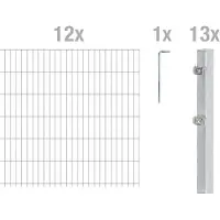 Alberts 669980 dubbelstaafmat hekwerk als 32-delige complete hekwerkset, thermisch verzinkt, hoogte 183 cm, lengte 30 m