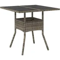 Syfax Tuintafel met glazen blad 80x80x75 cm poly rattan grijs
