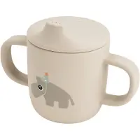 Done by Deer - Silicone spout cup with 2 handles - Celebration Sand - Ø6,5 x H 9 cm