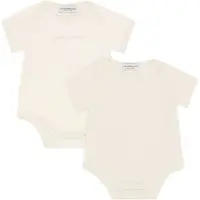 Emporio Armani Rompers s/s - 2-pack - Wit/Beige m. Logo - - 6 mnd - Rompers Korte Mouw