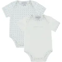 Emporio Armani Rompers s/s - 2-pack - Wit/Lichtblauw m. Logo's - - 3 mnd - Rompers Korte Mouw