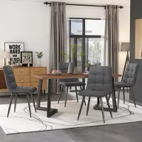 Flieks Eettafel, Rechthoekige keukentafel met metalen poten, geschikt voor eetkamer en woonkamer, walnootkleur, 117x68x75 cm