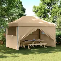 Prolenta Maison Exclusive - Opvouwbare partytent met pop-up systeem en 4 zijpanelen, beige