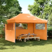 Prolenta Maison Exclusive - Opvouwbare partytent met pop-up systeem en 3 zijpanelen, oranje